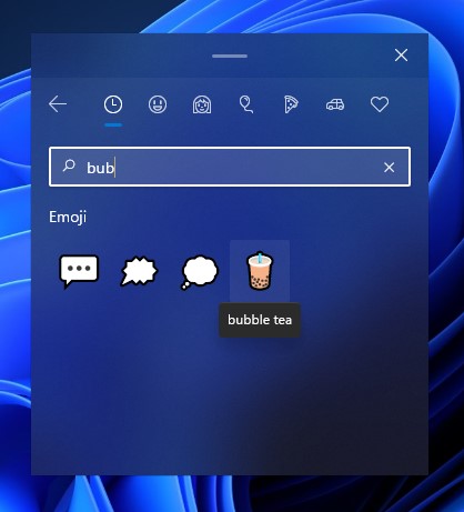 Mencari emoji Bubble Tea