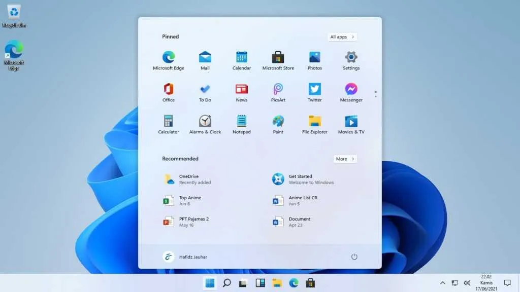 Tampilan awal setelah Windows 11 selesai terpasang.