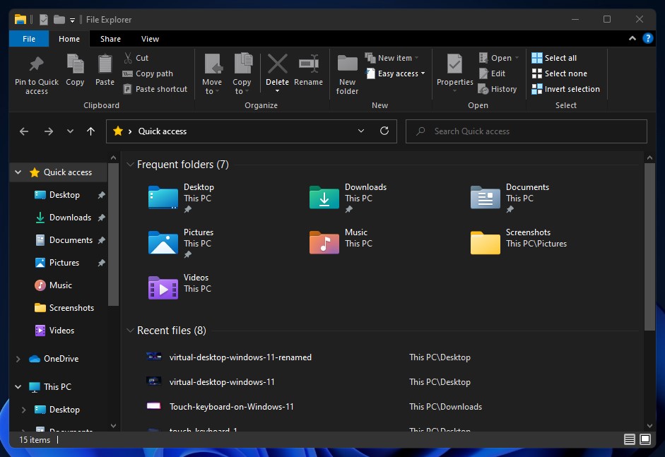 File Explorer dengan renggangan