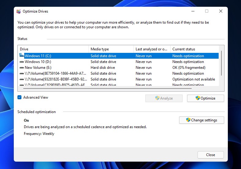 Fitur Optimze Drive dari Windows 11