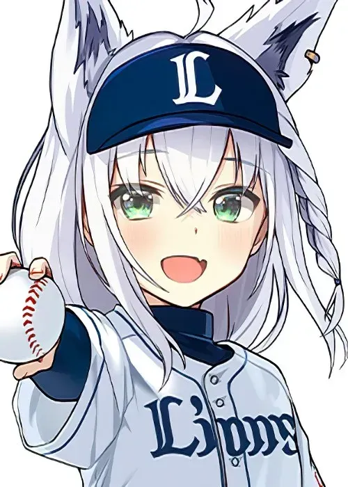 Shirakami Fubuki dengan tim bisbol Saitama Seibu Lions.
