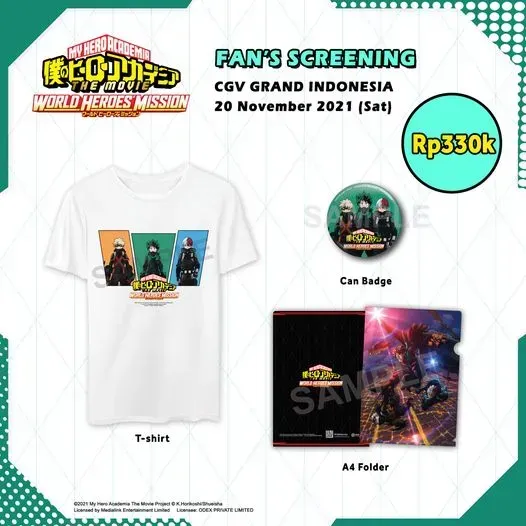 Merchandise dari fan screening Boku no Hero Academia
