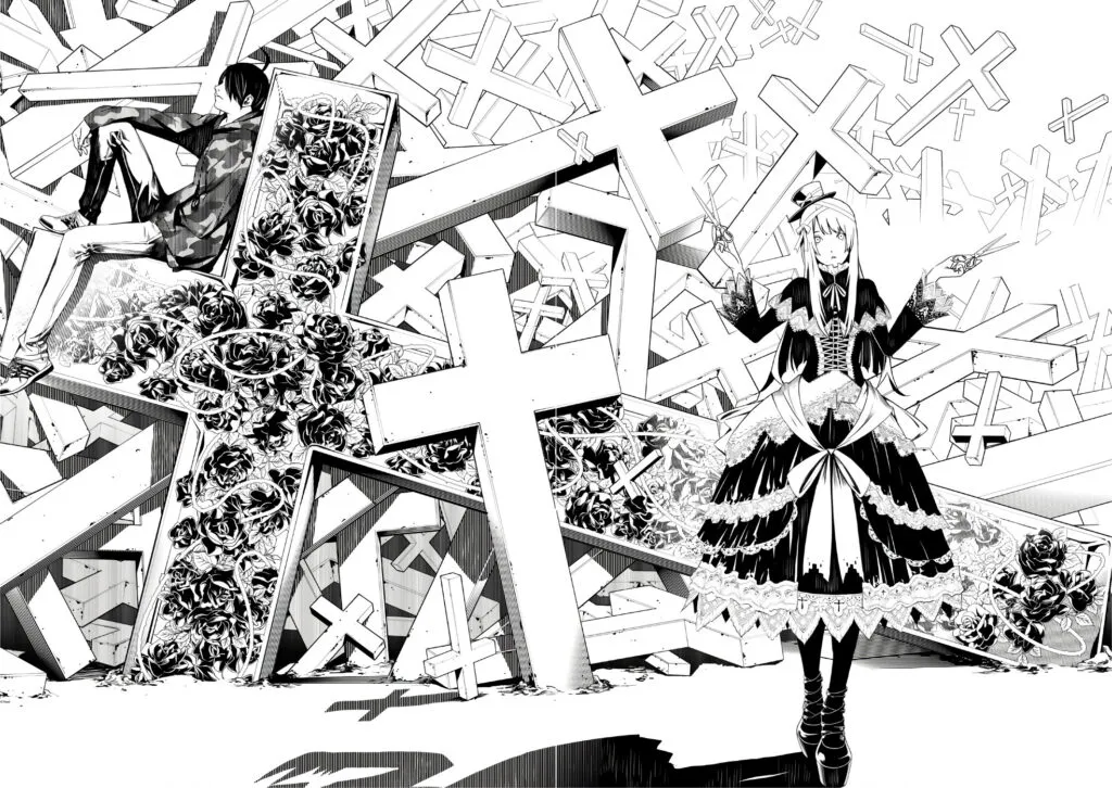 Panel Manga Bakemonogatari.