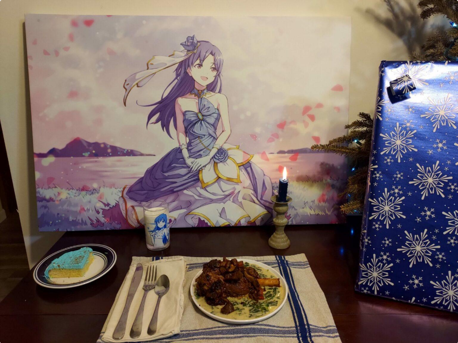 Beginilah Potret Otaku Merayakan Natal dengan Makan Malam bersama Waifu Mereka