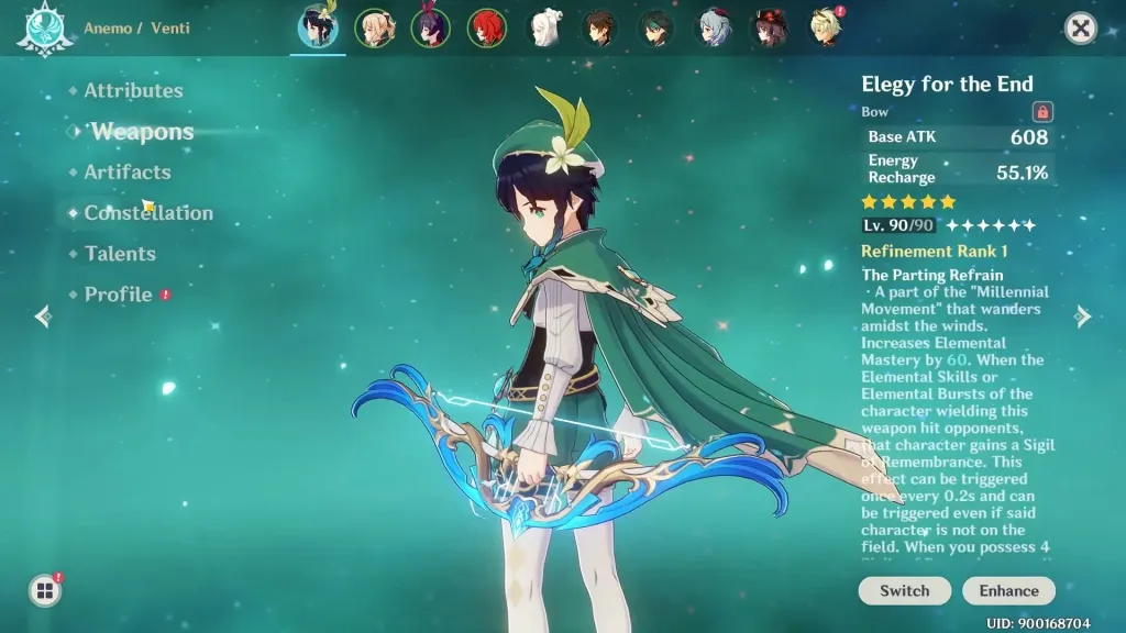 Venti Dan Senjatanya, Elegy for the End 5-star bow