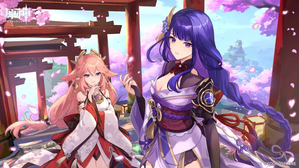 Yae Miko (Kiri) dan Raiden Shogun (Kanan) Sebagai Karakter Tercantik Ketiga dan Kedua