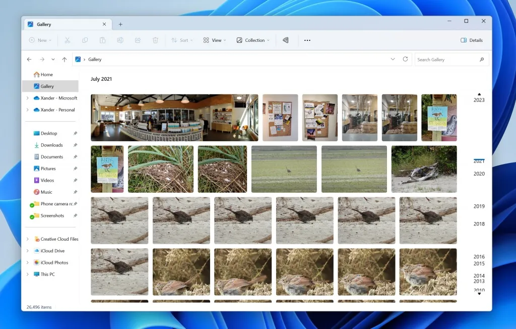 Tampilan panel Galeri di File Explorer Windows 11 | Dok. Microsoft
