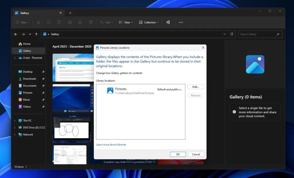 Dialog untuk menambahkan folder foto ke dalam Galeri | Dok. Microsoft
