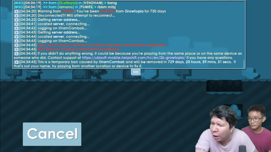 Akun Growtopia milik Windah Basudara terkena ban