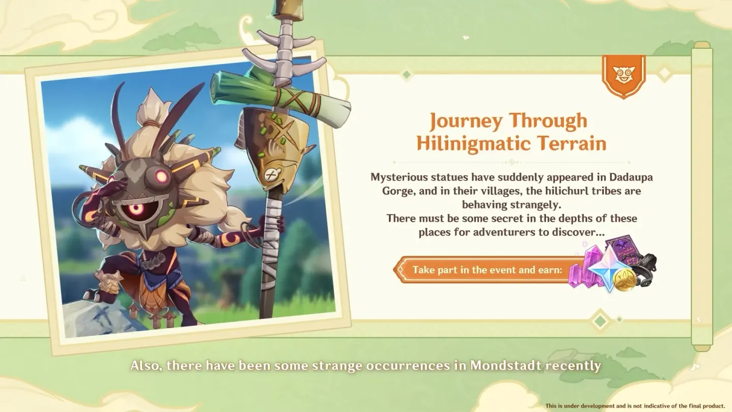 Event ketiga versi 4.4 Journey Through Hilinigmatic Terrain | Dok. Area Topik