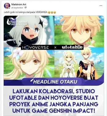 Postingan Maelstorm yang menyinggung anime Genshin Impact